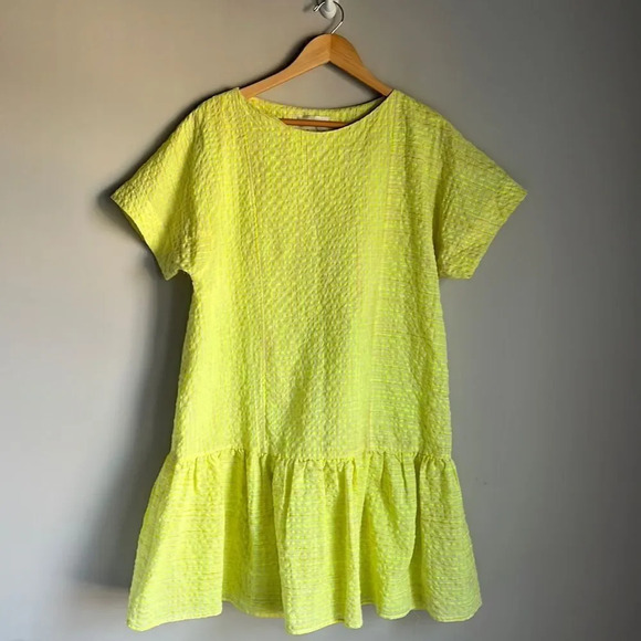 Anthropologie Corey Lynn Calter Yellow  Mariah Textured Mini Dress Size Medium - Picture 2 of 13